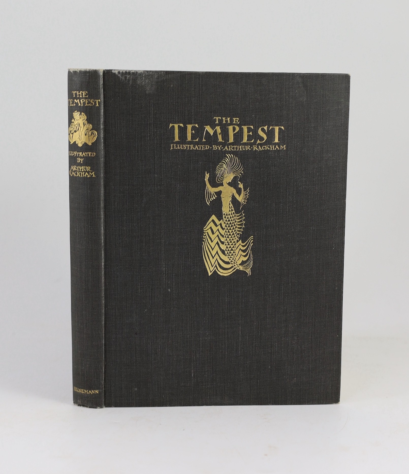 Shakespeare, William - The Tempest. pictorial title, 20 coloured plates (mounted) and some text decorations (by Arthur Rackham). 1st trade edition. original gilt-pictorial cloth. 1926
